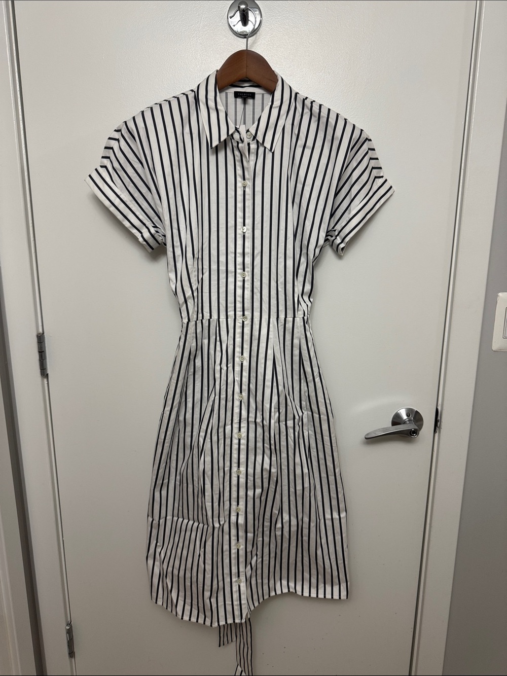 Talbots Black & White Striped Shirt Midi Dress